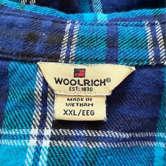 Woolrich Women's XXL Blue Plaid Flannel Shirt 100% Cotton Button Front Outdoor - Picture 4 of 10